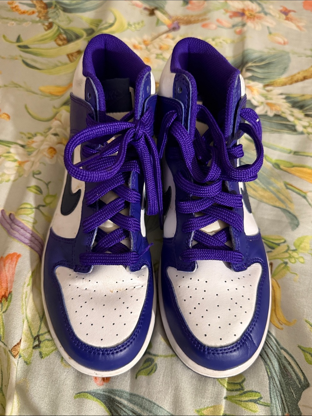 Nike Kids Purple and White High-Top Sneakers